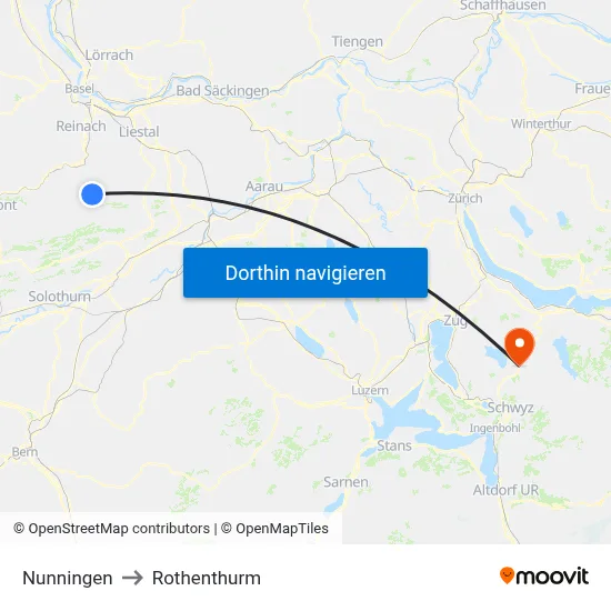Nunningen to Rothenthurm map