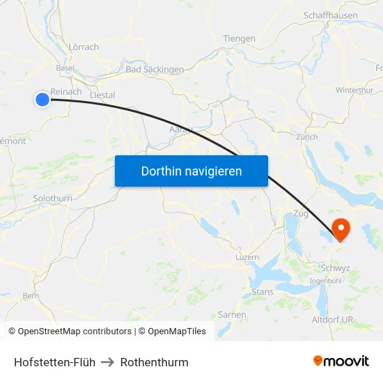 Hofstetten-Flüh to Rothenthurm map