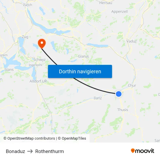 Bonaduz to Rothenthurm map