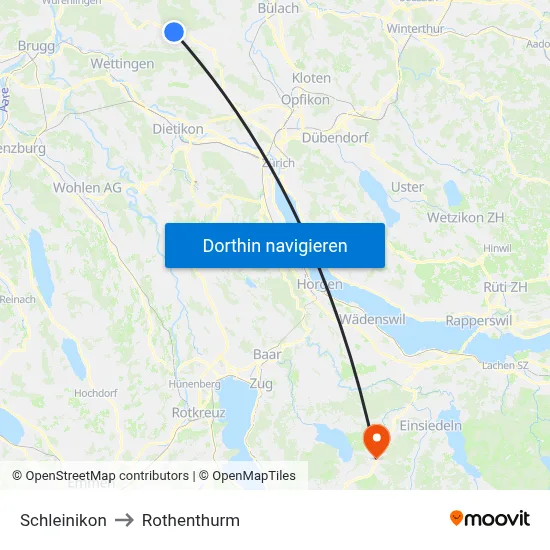 Schleinikon to Rothenthurm map