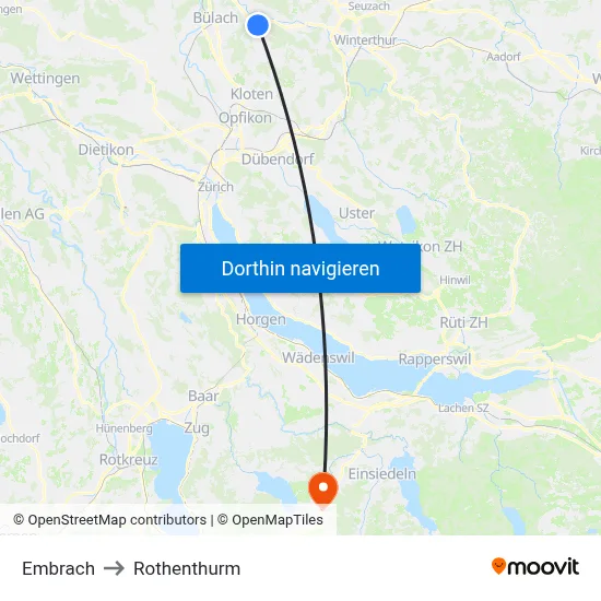 Embrach to Rothenthurm map