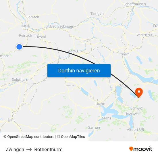 Zwingen to Rothenthurm map