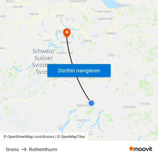 Grono to Rothenthurm map