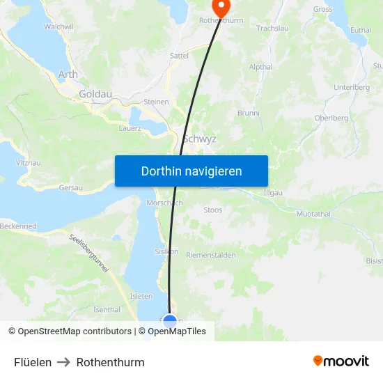 Flüelen to Rothenthurm map