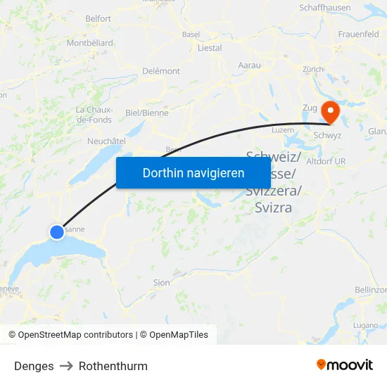 Denges to Rothenthurm map