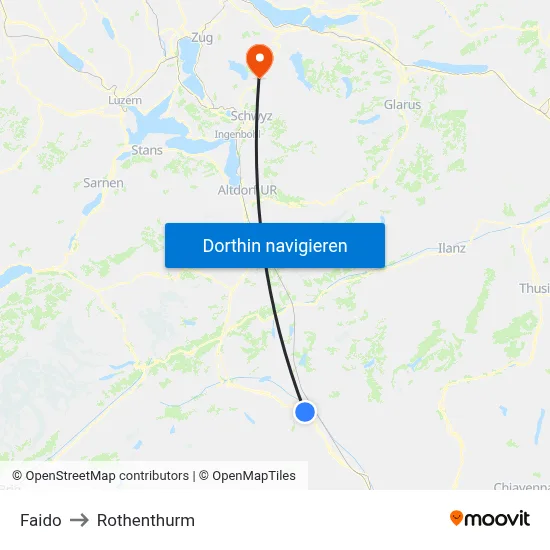 Faido to Rothenthurm map