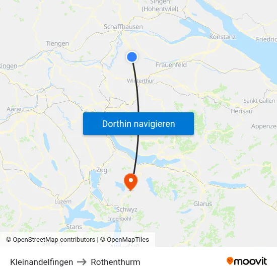 Kleinandelfingen to Rothenthurm map