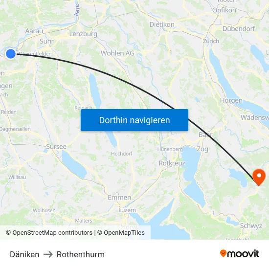 Däniken to Rothenthurm map