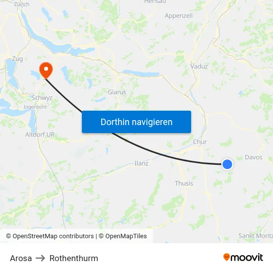 Arosa to Rothenthurm map