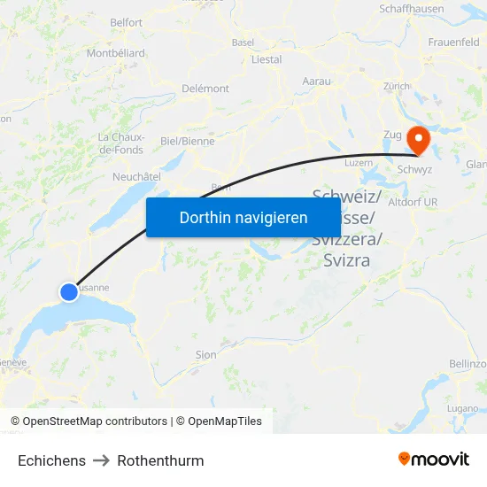 Echichens to Rothenthurm map