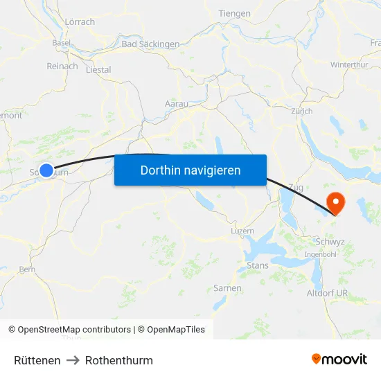 Rüttenen to Rothenthurm map