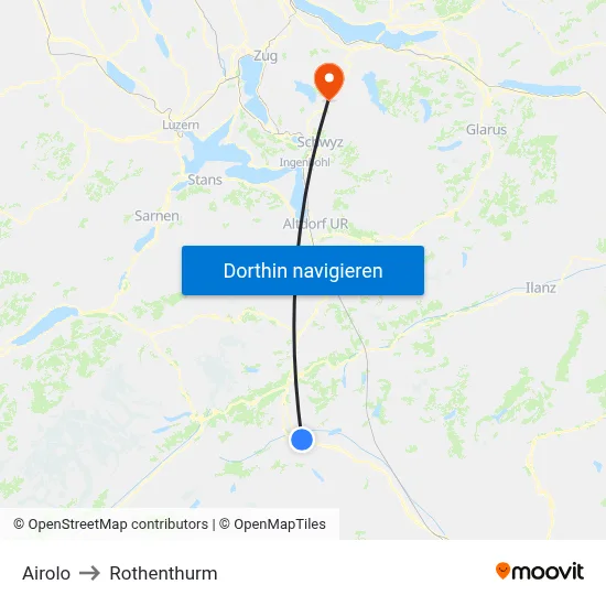 Airolo to Rothenthurm map