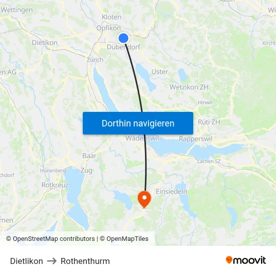 Dietlikon to Rothenthurm map