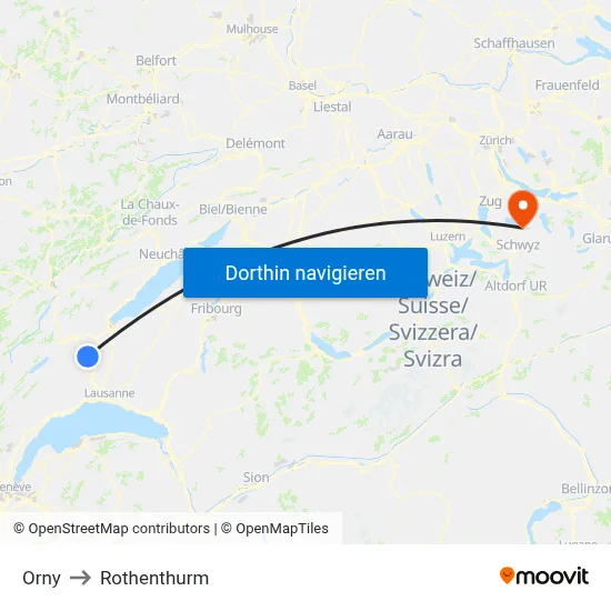 Orny to Rothenthurm map