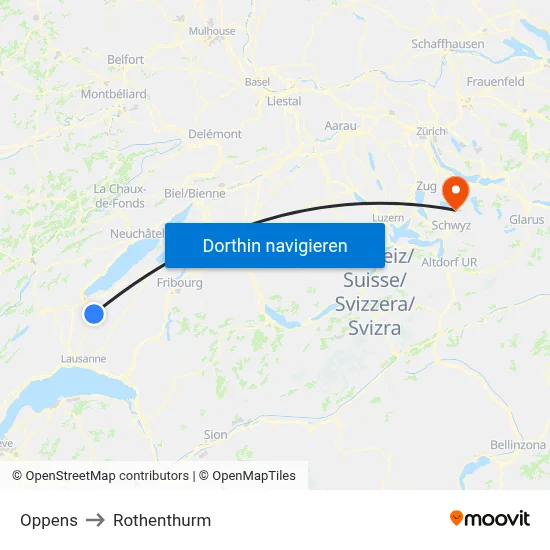 Oppens to Rothenthurm map