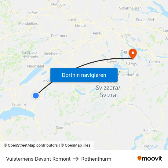 Vuisternens-Devant-Romont to Rothenthurm map
