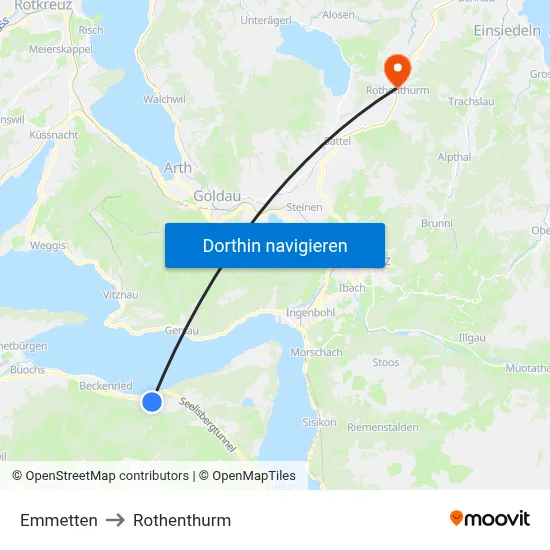 Emmetten to Rothenthurm map