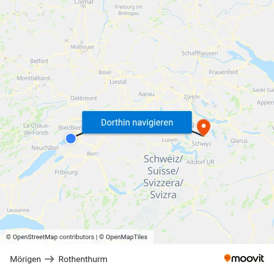 Mörigen to Rothenthurm map