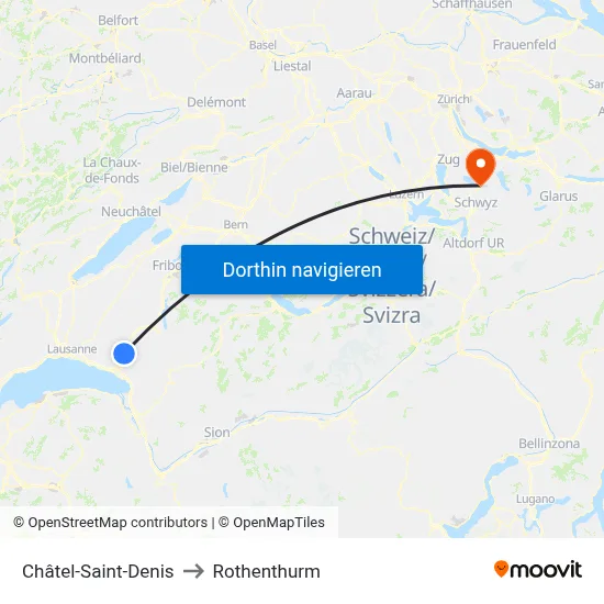 Châtel-Saint-Denis to Rothenthurm map