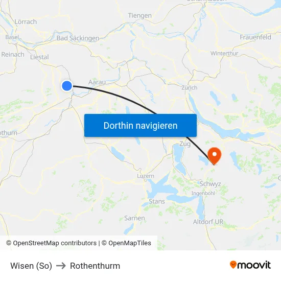 Wisen (So) to Rothenthurm map