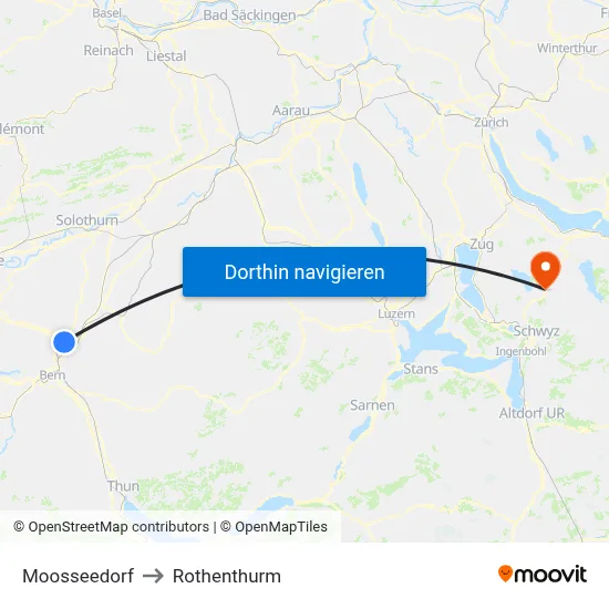 Moosseedorf to Rothenthurm map