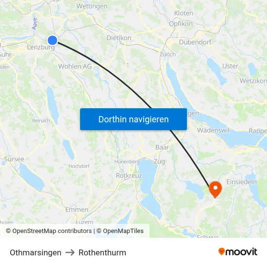 Othmarsingen to Rothenthurm map
