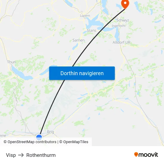 Visp to Rothenthurm map
