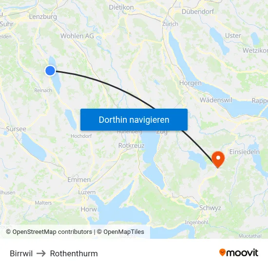 Birrwil to Rothenthurm map