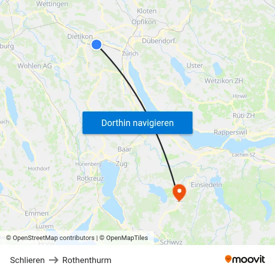 Schlieren to Rothenthurm map