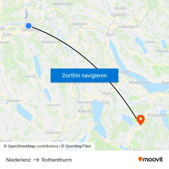 Niederlenz to Rothenthurm map