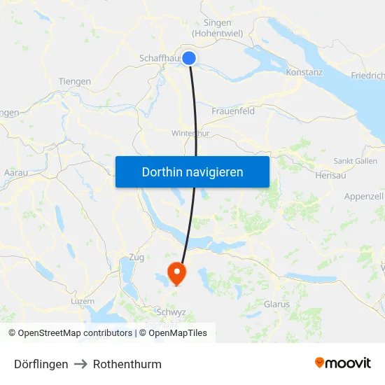 Dörflingen to Rothenthurm map