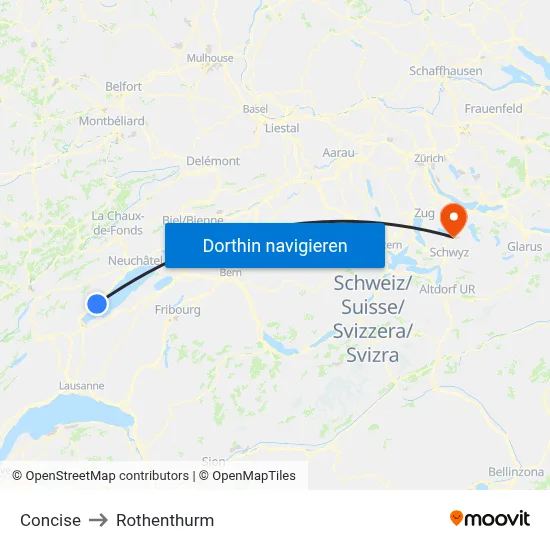Concise to Rothenthurm map