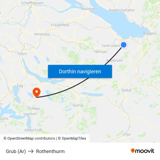 Grub (Ar) to Rothenthurm map