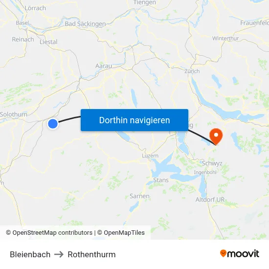 Bleienbach to Rothenthurm map