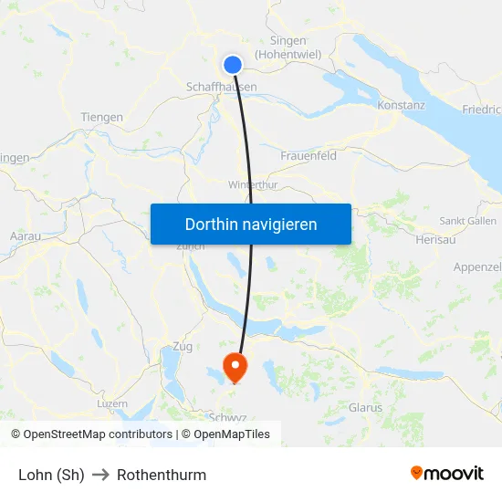 Lohn (Sh) to Rothenthurm map