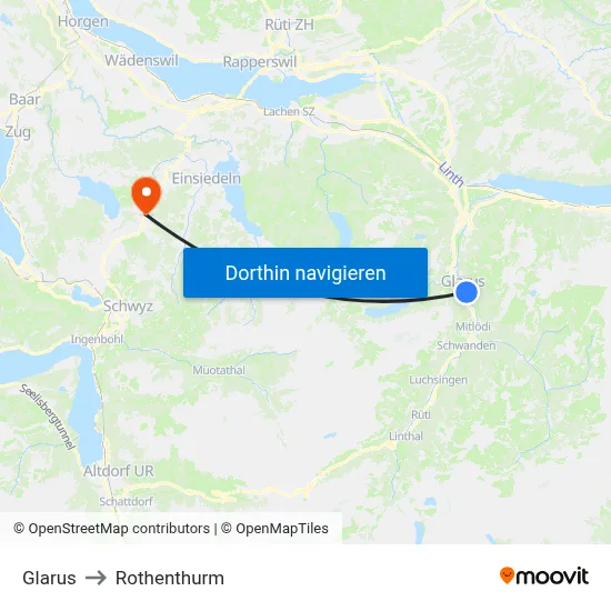 Glarus to Rothenthurm map