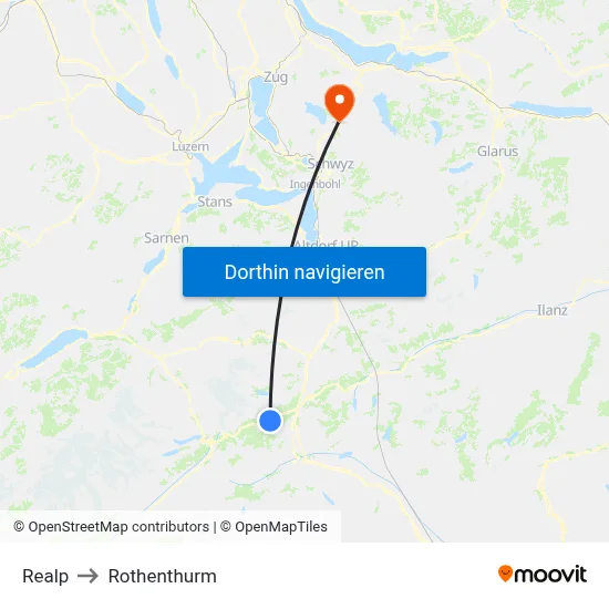 Realp to Rothenthurm map