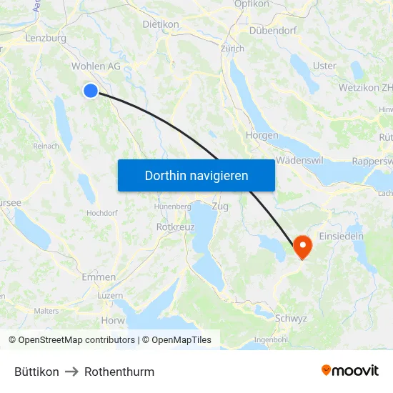 Büttikon to Rothenthurm map