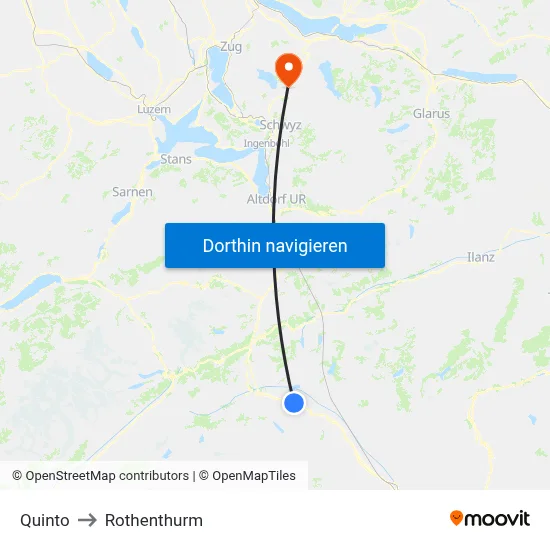 Quinto to Rothenthurm map