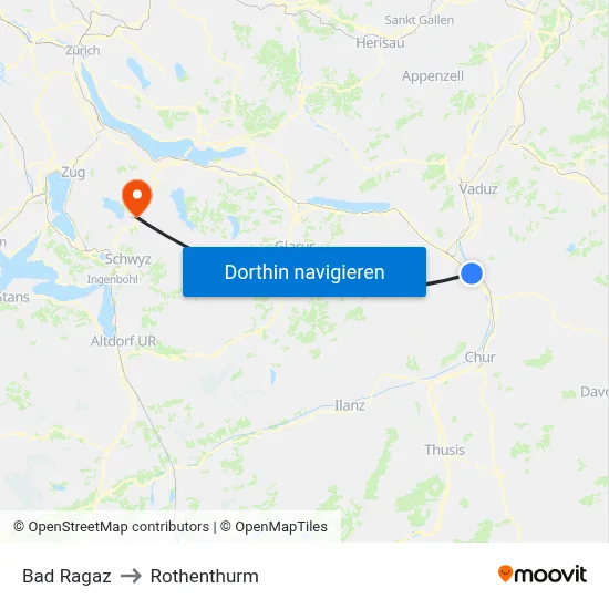 Bad Ragaz to Rothenthurm map