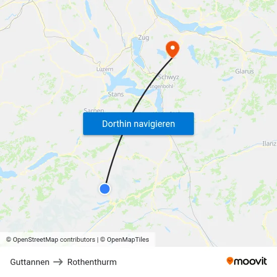 Guttannen to Rothenthurm map