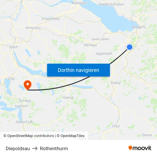 Diepoldsau to Rothenthurm map