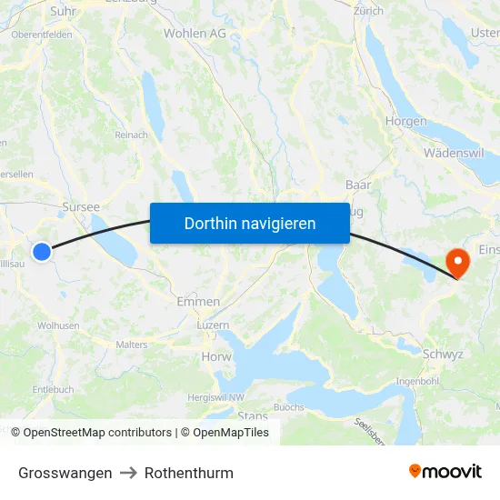 Grosswangen to Rothenthurm map