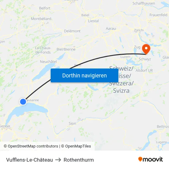 Vufflens-Le-Château to Rothenthurm map