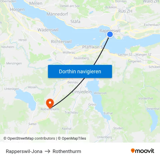 Rapperswil-Jona to Rothenthurm map