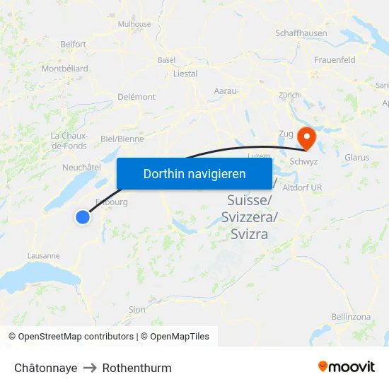 Châtonnaye to Rothenthurm map