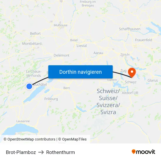 Brot-Plamboz to Rothenthurm map
