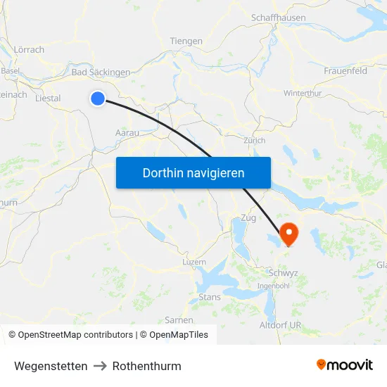 Wegenstetten to Rothenthurm map