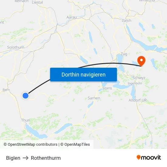 Biglen to Rothenthurm map
