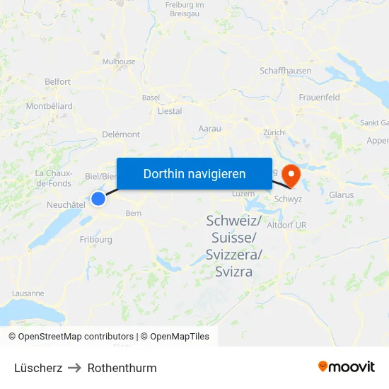 Lüscherz to Rothenthurm map